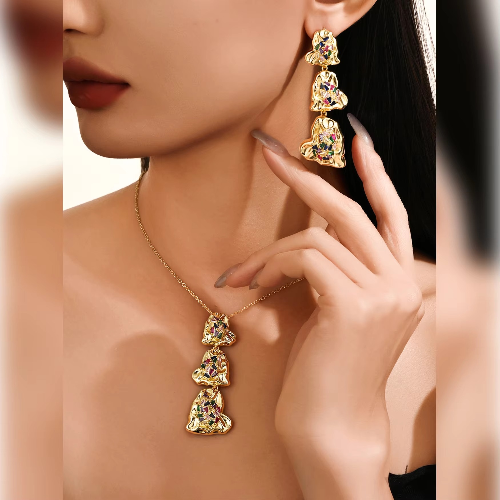 Picture of 18K Gold Plate Necklace Earring Set Copper