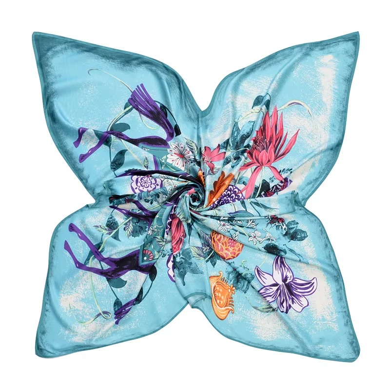 Picture of Stylish Long Scarves square Polyester Silk Satin Head Scarf